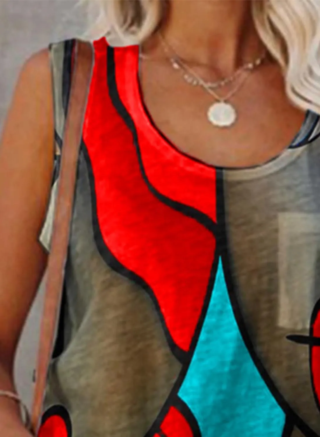 Women's Tank Tops Color Block Abstract Tank Tops