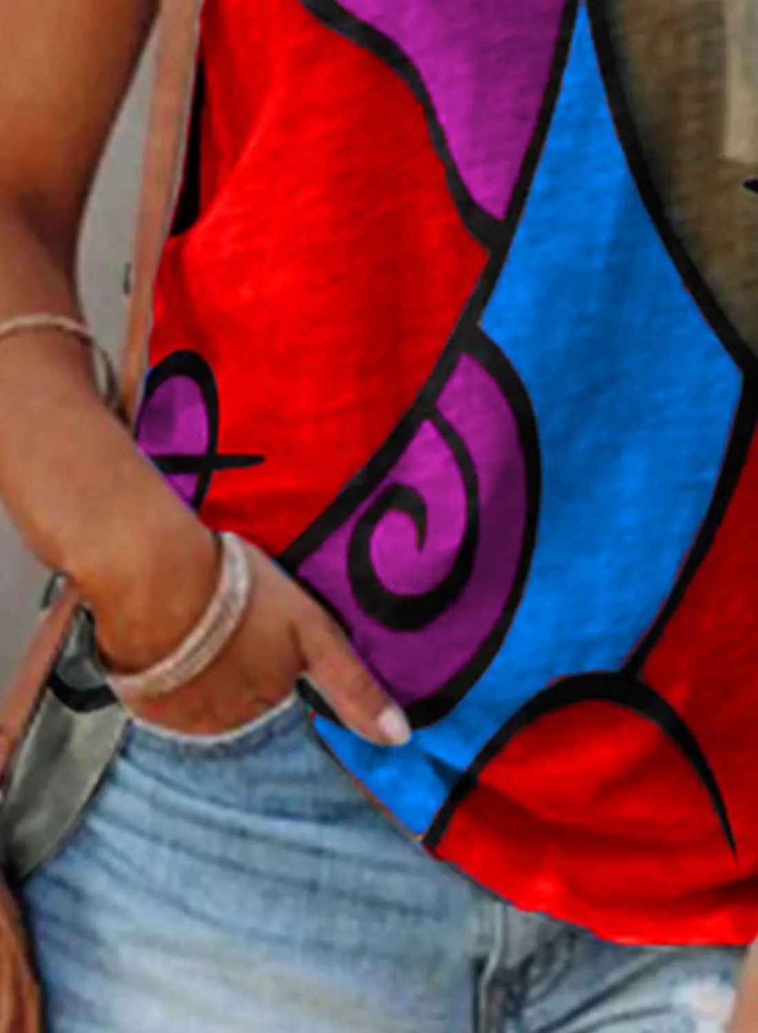 Women's Tank Tops Color Block Abstract Tank Tops