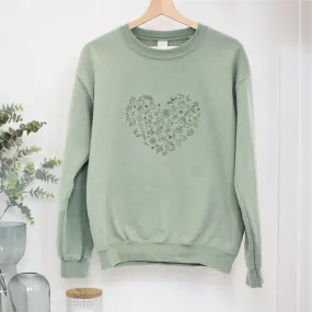 Woodland Heart Sage Green Sweatshirt