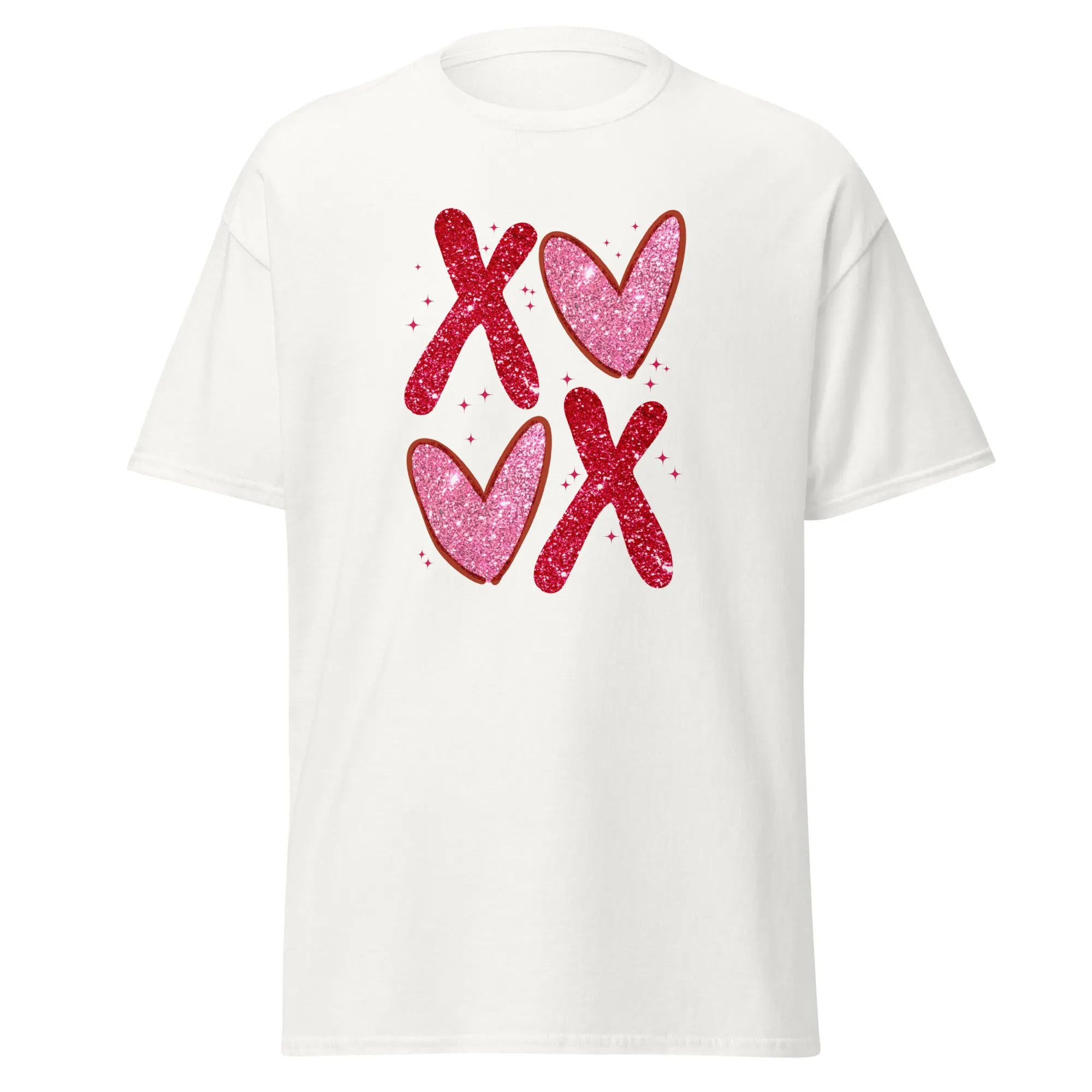 XOXO Pink Glitter - Valentine’s Day T-Shirt – Lightweight and Festive