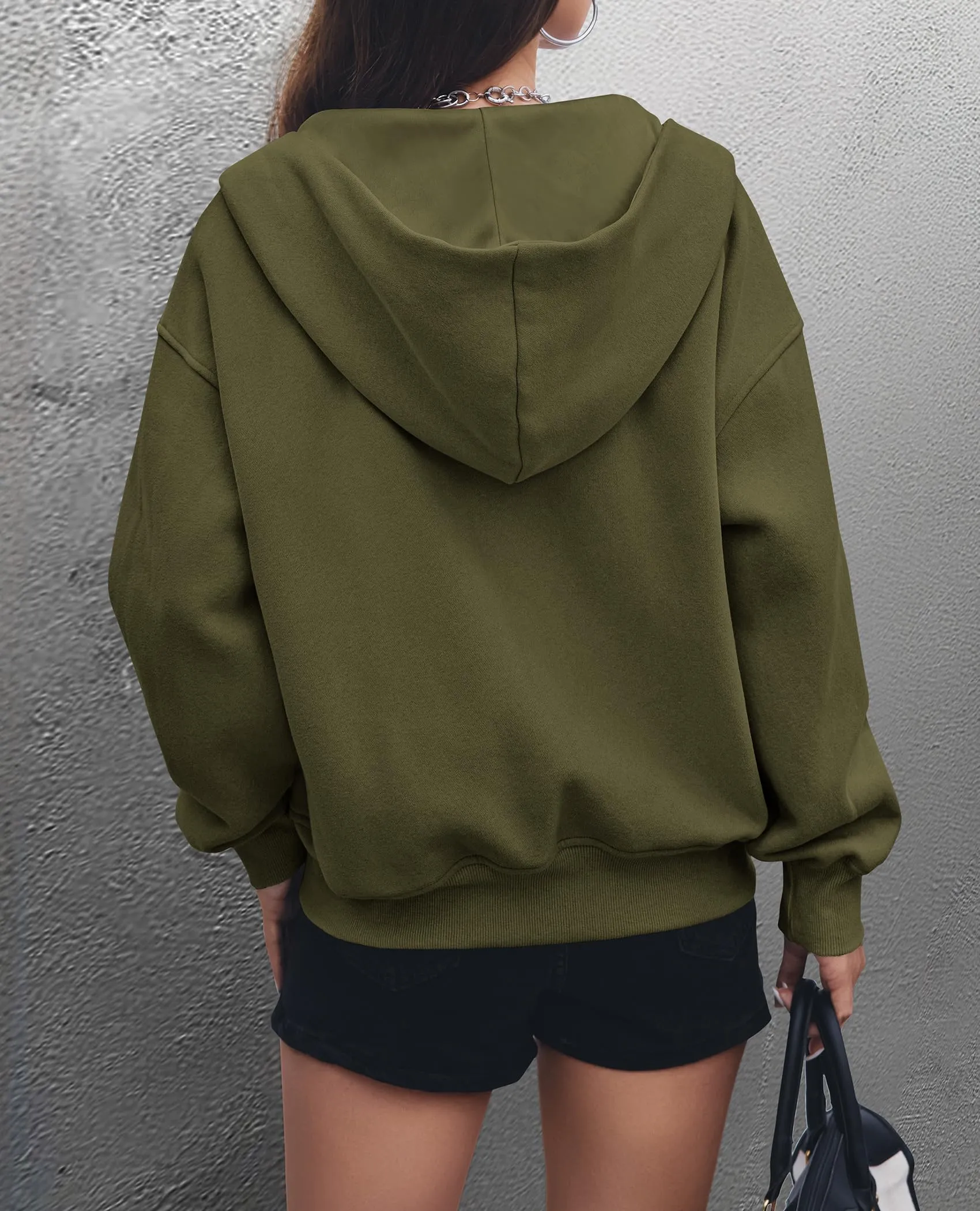 Y2K Zip Up Hoodie Long Sleeve Loose Fit Pockets Casual Sweatshirt