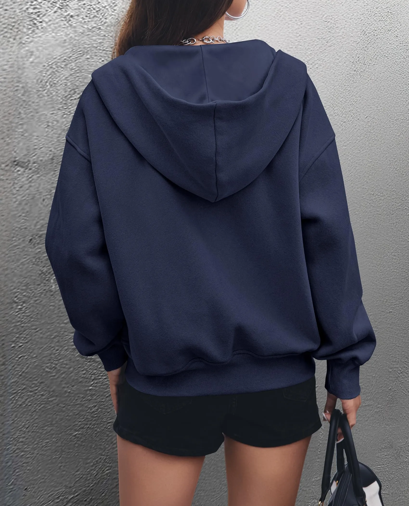 Y2K Zip Up Hoodie Long Sleeve Loose Fit Pockets Casual Sweatshirt