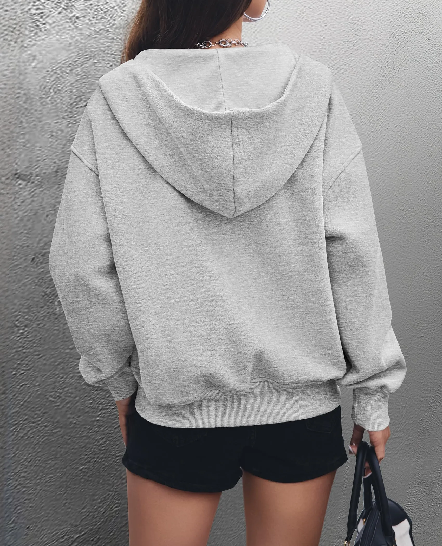Y2K Zip Up Hoodie Long Sleeve Loose Fit Pockets Casual Sweatshirt