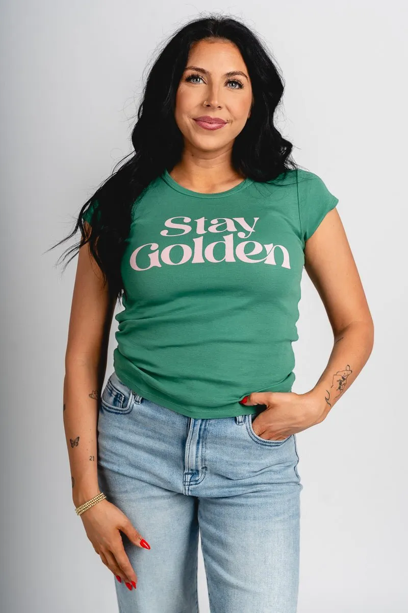 Z Supply stay golden cheeky tee botanical green