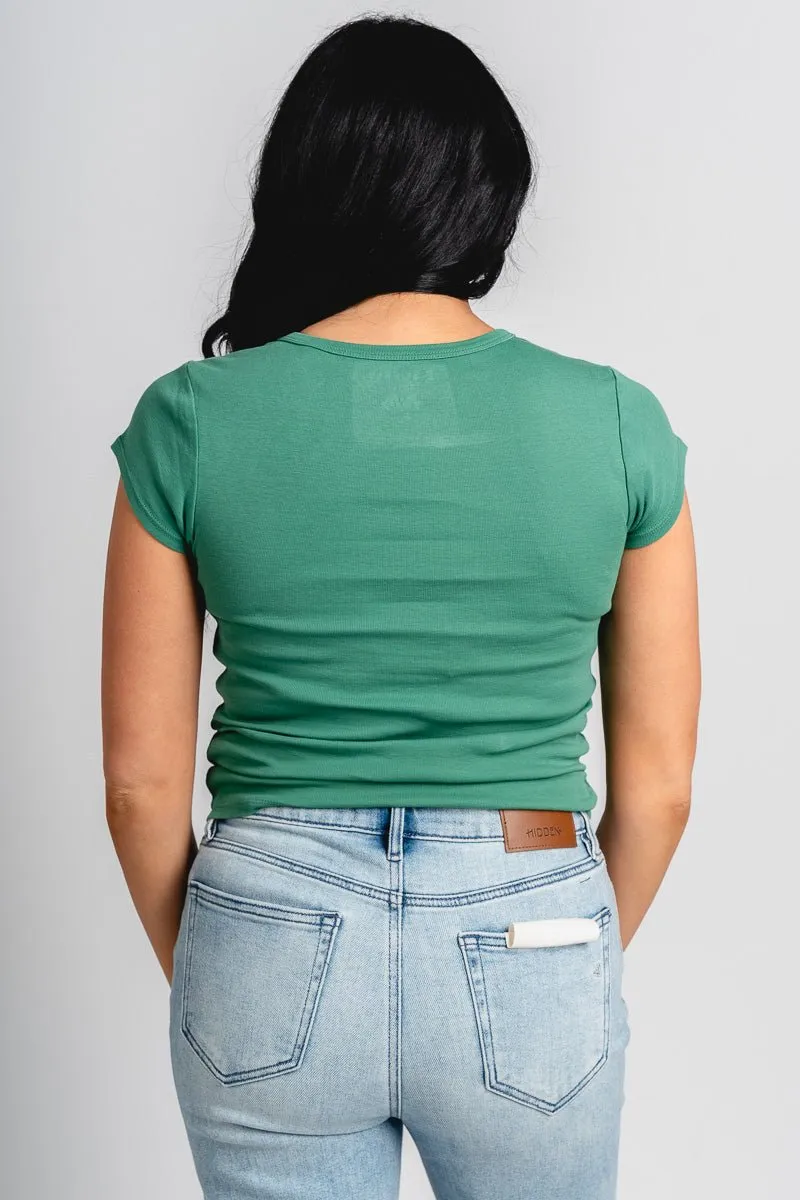 Z Supply stay golden cheeky tee botanical green