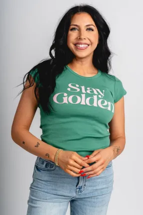 Z Supply stay golden cheeky tee botanical green